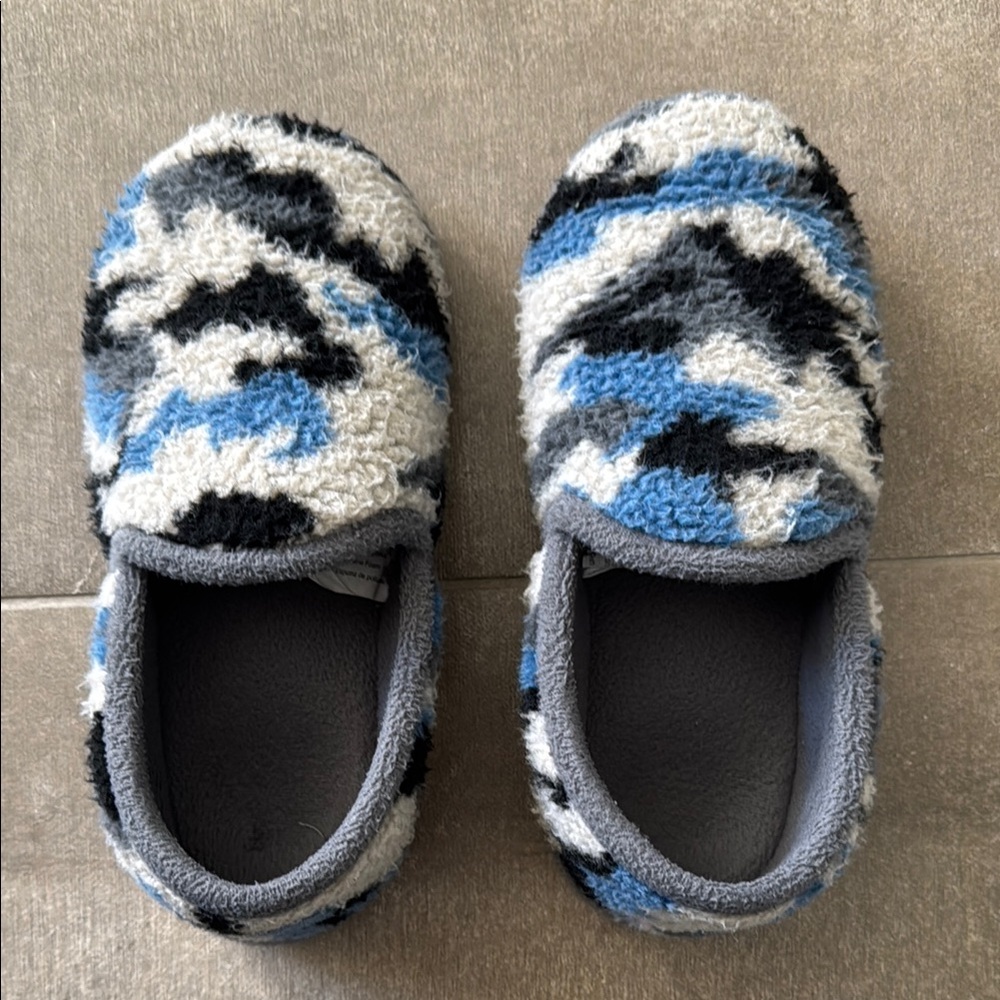 Wonder Nation Boys Fleece Camoflauge Slippers Blue Size 2/3